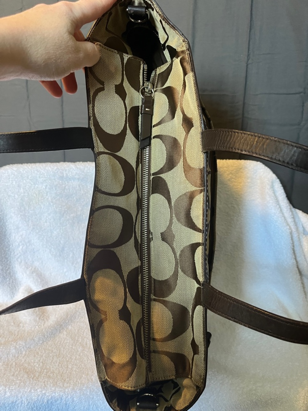 Coach Signature Stripe Canvas Tote Diaper Bag - Picture 5 of 10